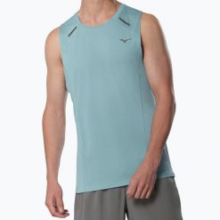Koszulka do biegania męska Mizuno Active DryAeroFlow Tank Top. Niebieskie t-shirty sportowe męskie Mizuno, l, z materiału, bez ramiączek, do biegania. Za 209.99 zł.