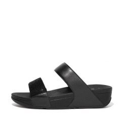 Kobiece klapki na koturnie FitFlop Lulu Hotfix. Czarne klapki damskie FIT FLOP, bez wzorów, bez obcasa, na koturnie. Za 376.75 zł.