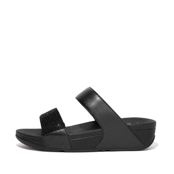 Kobiece klapki na koturnie FitFlop Lulu Hotfix. Czarne klapki damskie FIT FLOP, bez wzorów, bez obcasa, na koturnie. Za 376.75 zł.