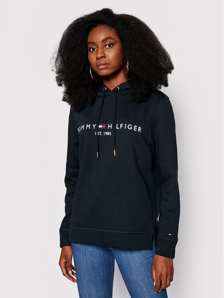 Tommy Hilfiger Bluza Heritage WW0WW31998 Granatowy Regular Fit. Niebieskie bluzy bez kaptura damskie Tommy Hilfiger, m, z syntetyku. Za 299.99 zł.