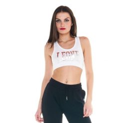 Podstawowy top damski. Białe topy damskie LEONE 1947 APPAREL, l, bez wzorów, z tkaniny, bez ramiączek. Za 69.47 zł.