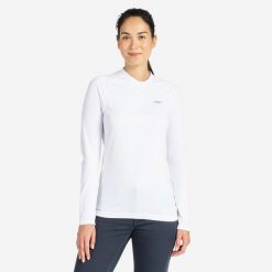 Koszulka UV żeglarska damska Tribord Sailing 500 długi rękaw. Białe t-shirty damskie Decathlon, l, bez wzorów, z dzianiny, bez kołnierzyka. Za 89.99 zł.