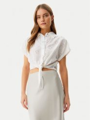 Guess Koszula W5GH34WG822 Biały Regular Fit. Białe koszule damskie Guess, l, z aplikacjami, z syntetyku, bez kołnierzyka, bez ramiączek. Za 237.00 zł.