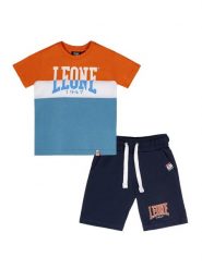 Komplet chłopięcy Leone 1947 Apparel New Basic koszulka i szorty z bawełny. Brązowe szorty męskie LEONE 1947 APPAREL, z bawełny, bez kołnierzyka. Za 193.66 zł.