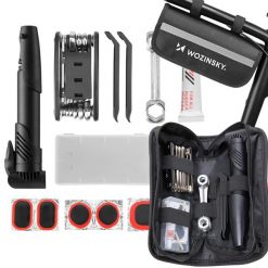 Zestaw narzędzi rowerowych wozinsky – multitool 16w1, pompka, torba. Czarne torebki klasyczne damskie Wozinsky, bez wzorów, z materiału, bez dodatków. Za 59.99 zł.