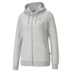 Kurtka dresowa z kapturem, zapinana na zamek, mały logo dla kobiet Puma. Szare kurtki damskie Puma, s, bez wzorów, z dresówki, z kapturem. Za 361.50 zł.