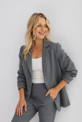 MARYNARKA NANCY SZARY MELANŻ XS - Flawless. Szare marynarki i żakiety damskie Flawless, s, bez wzorów, biznesowe. Za 520.00 zł.