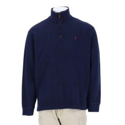 Second life - Męski sweter z kołnierzem typu truck - Stan bardzo dobry. Niebieskie swetry męskie Ralph Lauren, m, bez wzorów, bez kołnierzyka. Za 255.56 zł.