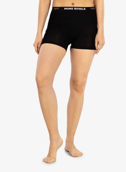 Bokserki termoaktywne damskie Mons Royale Hannah Hot Pant. Czarne bokserki i panty damskie Mons Royale, xs, bez wzorów, z elastanu. Za 174.79 zł.