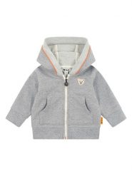 Steiff Bluza w kolorze szarym rozmiar: 62. Szare bluzy i bluzki niemowlęce Steiff, z aplikacjami, z jeansu, bez ramiączek, bez kaptura. Za 127.35 zł.
