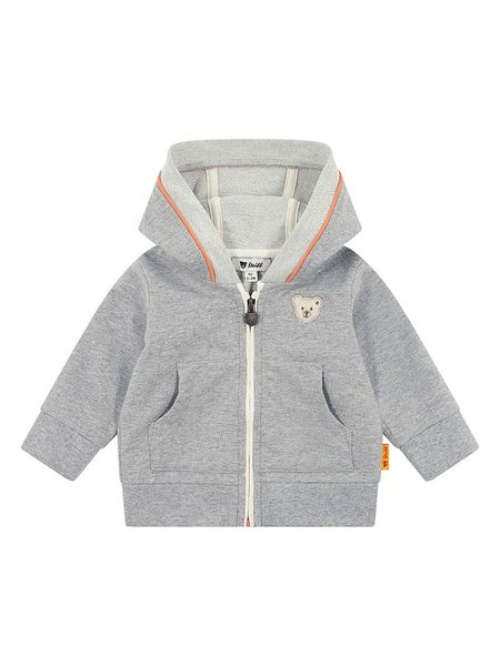 Steiff Bluza w kolorze szarym rozmiar: 74. Szare bluzy i bluzki niemowlęce Steiff, z aplikacjami, z jeansu, bez ramiączek, bez kaptura. Za 122.96 zł.