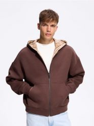 Rozpinana bluza z kapturem - brązowy. Brązowe bluzy z kapturem męskie Reserved, l, z bawełny. Za 159.99 zł.