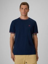 4F T-shirt regular gładki męski - granatowy S. Niebieskie t-shirty męskie 4f, m, bez wzorów, z bawełny, bez kołnierzyka. Za 79.99 zł.
