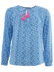 Zwillingsherz Bluzka "Irma" w kolorze niebieskim rozmiar: S/M. Niebieskie bluzki damskie Zwillingsherz, m, bez wzorów, z wiskozy, bez kołnierzyka, bez ramiączek. Za 113.99 zł.