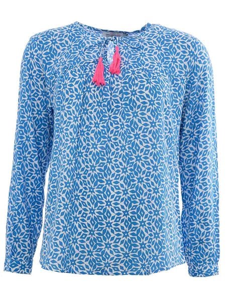 Zwillingsherz Bluzka "Irma" w kolorze niebieskim rozmiar: S/M. Niebieskie bluzki damskie Zwillingsherz, m, bez wzorów, z wiskozy, bez kołnierzyka, bez ramiączek. Za 95.46 zł.