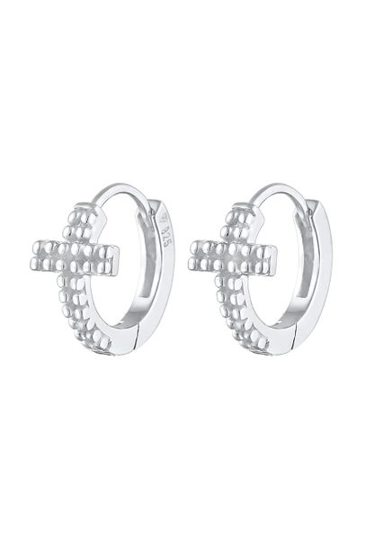 Elli Damskie kreole z krzyżykiem symbolem wiara religi w pozłacanym srebrze próby 925 Sterling Silver Kolczyki 1 ct. Szare kolczyki damskie Elli, pozłacane. Za 293.99 zł.