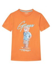 Guess T-Shirt L6GI09 K8HM4 Pomarańczowy Regular Fit. Brązowe t-shirty chłopięce Guess, z aplikacjami, z bawełny, bez ramiączek. Za 119.99 zł.