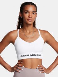 Biustonosz treningowy Under Armour Vanish Seamless Low white/black. Białe biustonosze sportowe damskie Under Armour, bez wzorów, z elastanu. Za 161.72 zł.