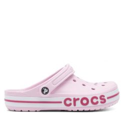 Klapki Crocs. Czerwone klapki damskie Crocs, bez wzorów, bez obcasa. Za 179.99 zł.