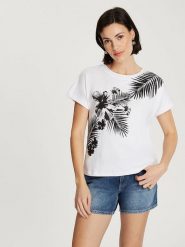 Cross Jeans Koszulka w kolorze białym rozmiar: XL. Białe t-shirty damskie Cross Jeans, xl, bez wzorów, z bawełny, bez kołnierzyka. Za 65.85 zł.