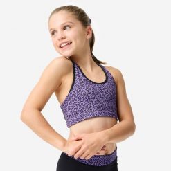 Stanik gimnastyczny Domyos. Czarne biustonosze sportowe damskie DOMYOS, bez wzorów, z elastanu. Za 49.99 zł.