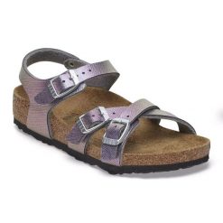 Sandały Birkenstock Kumba 1029441 fioletowe. Fioletowe sandały damskie bez wzorów, z materiału, bez obcasa. Za 460.03 zł.