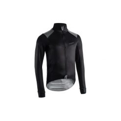 Kurtka zimowa na rower szosowy 900 męska. Czarne kurtki męskie VAN RYSEL, na zimę, l, bez wzorów, z elastanu, bez kaptura. Za 439.99 zł.