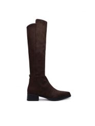 MICHAEL Michael Kors Kozaki Lex Boot 40F6LXMB1S Brązowy ciemny. Brązowe kozaki damskie MICHAEL Michael Kors, z materiału, bez obcasa, na płaskiej podeszwie. Za 879.99 zł.