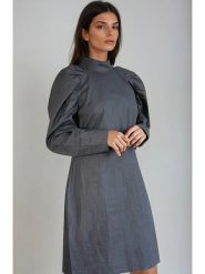 Monki Sukienka w kolorze antracytowym rozmiar: XXS. Czarne sukienki damskie Monki, na co dzień, xxs, bez wzorów, z bawełny, bez kołnierzyka, bez ramiączek, midi, proste. Za 60.99 zł.