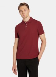 PAKO LORENTE - Bordowy t-shirt polo na trzy guziczki. Czerwone koszulki polo męskie Pako Lorente, na jesień, m, bez wzorów, z bawełny, bez ramiączek. Za 99.99 zł.