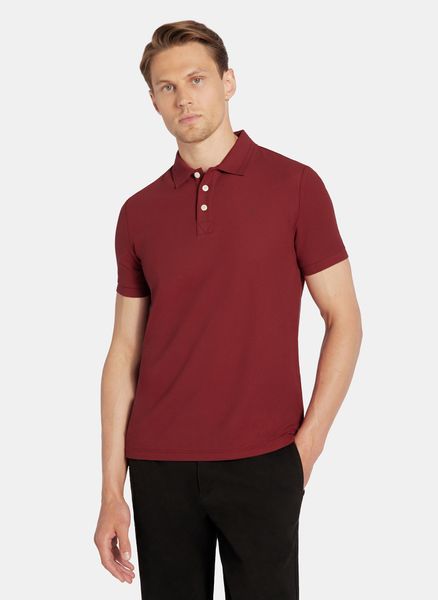 PAKO LORENTE - Bordowy t-shirt polo na trzy guziczki. Czerwone koszulki polo męskie Pako Lorente, na jesień, m, bez wzorów, z bawełny, bez ramiączek. Za 99.99 zł.