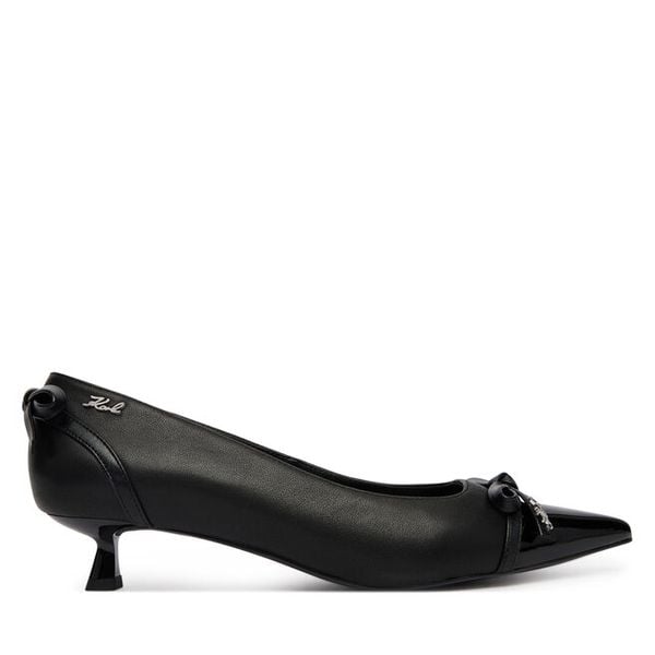 Czółenka KARL LAGERFELD. Czarne czółenka damskie Karl Lagerfeld, bez wzorów, bez obcasa. Za 859.99 zł.