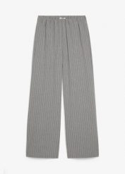 Spodnie z gumką w talii z lejącego materiału. Szare spodnie materiałowe damskie bonprix, bez wzorów. Za 179.99 zł.