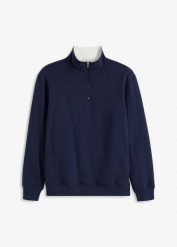 Bluza termiczna ze stójką, na ciepłej podszewce. Niebieskie bluzy bez kaptura męskie bonprix, m. Za 149.99 zł.