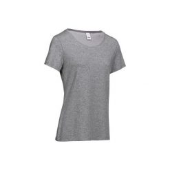 Koszulka krótki rękaw Gym & Pilates 500 damska. Niebieskie bluzki sportowe damskie DOMYOS, xl, bez wzorów, z bawełny, bez kołnierzyka. Za 19.99 zł.