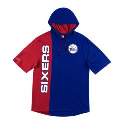 Bluza z kapturem z krótkim rękawem Philadelphia 76ers split. Czerwone bluzy z kapturem męskie Mitchell & Ness. Za 311.00 zł.