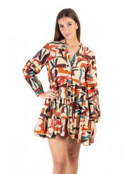 Isla Bonita by SIGRIS Sukienka w kolorze beżowym ze wzorem rozmiar: XL. Brązowe sukienki damskie Isla Bonita by SIGRIS, na co dzień, xl, bez wzorów, z bawełny, bez kołnierzyka, bez ramiączek, mini, proste. Za 122.67 zł.