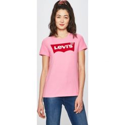 Levi's - Top. Czerwone topy damskie Levi's, s, bez wzorów, z bawełny, bez kołnierzyka. W wyprzedaży za 99.90 zł.