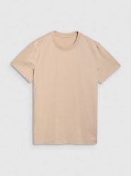4F T-shirt regular z nadrukiem męski - beżowy XL. Brązowe t-shirty męskie 4f, m, bez wzorów, z bawełny, bez kołnierzyka. W wyprzedaży za 39.99 zł.