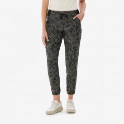 Spodnie turystyczne damskie Quechua NH100. Czarne spodnie materiałowe damskie QUECHUA, bez wzorów, z materiału, sportowe. Za 59.99 zł.