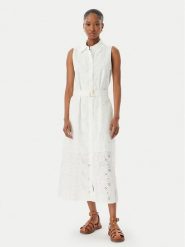 LOLA CASADEMUNT Sukienka koszulowa LS2616144 Biały Regular Fit. Białe sukienki damskie lola casademunt, s, bez wzorów, z bawełny, bez kołnierzyka, bez ramiączek, koszulowe. Za 712.99 zł.