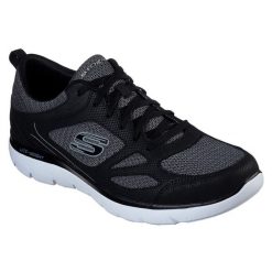 Buty do chodzenia męskie Skechers 52812BKW. Czarne buty sportowe na co dzień męskie Skechers, na lato, z materiału, bez zapięcia, na fitness i siłownię. Za 219.99 zł.