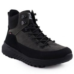 Skórzane trapery męskie wodoodporne szare Rieker U0174-42. Szare buty zimowe męskie Rieker, ze skóry, bez zapięcia. Za 382.85 zł.