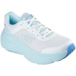 Buty sportowe damskie Skechers Max Cushioning Endea. Niebieskie buty sportowe na co dzień damskie Skechers, bez wzorów, z materiału, trekkingowe, Skechers Sport. Za 359.99 zł.