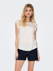 ONLY Koszulka w kolorze białym rozmiar: XL. Białe bluzki damskie Only, xl, bez wzorów, bez kołnierzyka, bez ramiączek. Za 70.24 zł.
