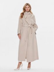 Calvin Klein Płaszcz wełniany K20K206746 Beżowy Relaxed Fit. Brązowe płaszcze damskie CALVIN KLEIN, na zimę, l, bez wzorów, z wełny. Za 2,889.00 zł.