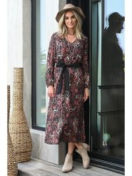 Bleu d'Azur Sukienka "Jemi" w kolorze antracytowo-czerwonym rozmiar: 42. Czarne sukienki damskie Bleu d'Azur, w ażurowe wzory, klasyczne, bez kołnierzyka, bez ramiączek, maxi. Za 101.94 zł.