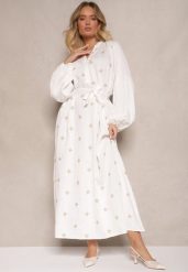 Biała Sukienka z Wiskozy Oversize Ozdobiona Haftem Venalari. Białe sukienki damskie Renee, na co dzień, na lato, m, bez wzorów, z wiskozy, eleganckie, bez kołnierzyka, bez ramiączek, maxi, oversize. W wyprzedaży za 104.99 zł.