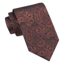 Klasyczny, Męski Krawat - Szeroki - Chattier - Kolor Ciemnomiedziany, Paisley. Krawaty i muchy męskie Chattier, bez wzorów, z tkaniny, eleganckie. Za 49.00 zł.
