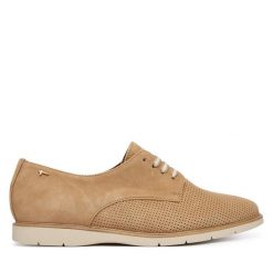 Półbuty Tamaris. Brązowe półbuty damskie Tamaris, bez wzorów, bez obcasa, na płaskiej podeszwie. Za 399.99 zł.